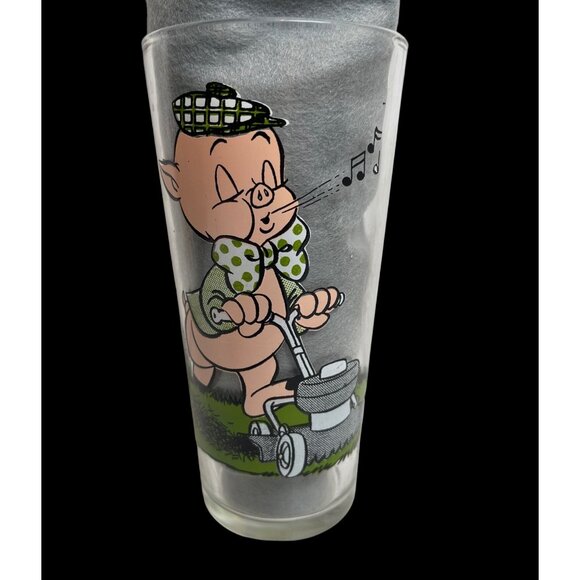 Vintage 1976 Warner Bros Pepsi Collector Series Glass w/ Porky & Petunia Pig - Picture 1 of 5
